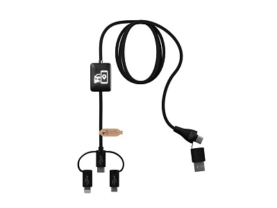 Зарядный кабель 5 в 1 с поддержкой передачи данных и двойным светящимся логотипом (Черный)