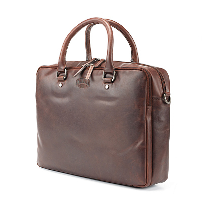 Сумка KLONDIKE DIGGER «Earl», натуральная кожа в темно-коричневом цвете, 29 x 38 x 9 см