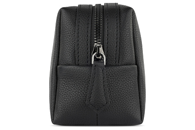 Косметичка BUGATTI Bella, чёрная, воловья кожа/полиэстер, 19х8,5х11 см