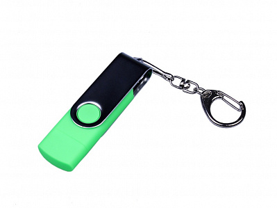 USB 2.0/micro USB/Type-C- флешка на 32 Гб c поворотным механизмом (Зеленый)