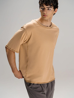 Футболка оверсайз унисекс Vozduh, бежевая (Бежевый)