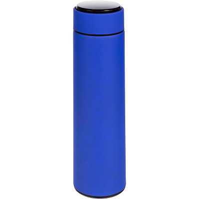 Смарт-бутылка с заменяемой батарейкой Long Therm Soft Touch, синяя (Синий)