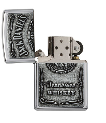 Зажигалка ZIPPO Jack Daniels® с покрытием High Polish Chrome, латунь/сталь, серебристая, 38x13x57 мм