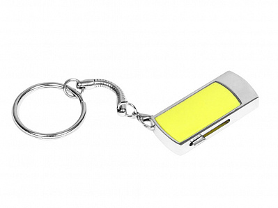 USB 2.0- флешка на 32 Гб с выдвижным механизмом и мини чипом (Серебристый/желтый)