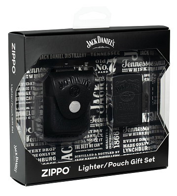 Набор ZIPPO Jack Daniels®: зажигалка с покрытием Black Matte и кожаный чехол в подарочной коробке (Черный)