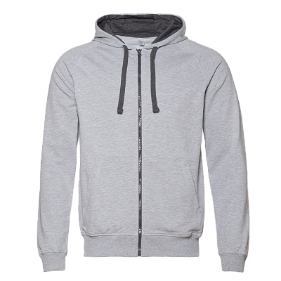 Толстовка мужская STAN с капюшоном на молнии футер без начёса 260, 61 (Серый меланж)