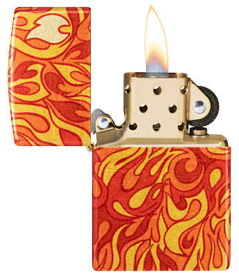 Зажигалка ZIPPO Fire с покрытием 540 Tumbled Brass, латунь/сталь, разноцветная, 38x13x57 мм