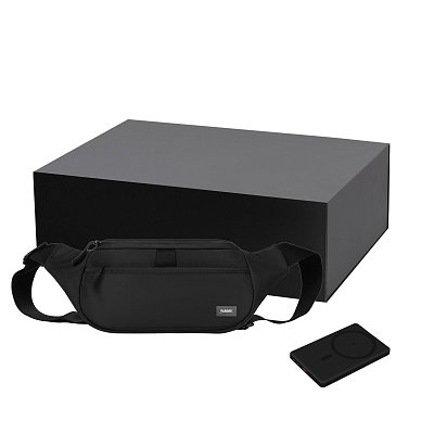 Подарочный набор Boston, Atlantis, черный (поясная сумка, аккумулятор) (Чёрный)