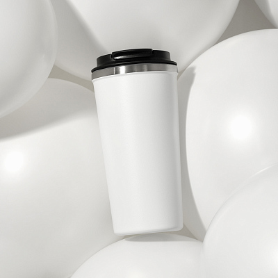 Термокружка вакуумная Палермо (Palermo), белая, зернистое покрытие