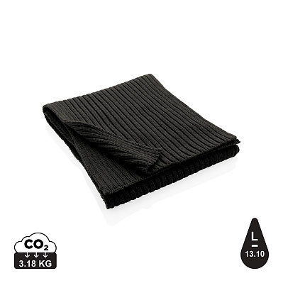 Вязаный шарф Impact из Polylana® AWARE™, 180x25 см (Черный;)
