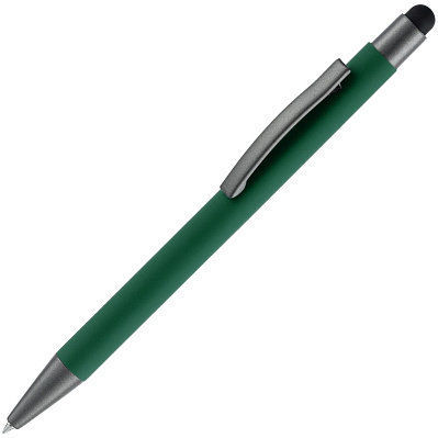 Ручка шариковая Atento Soft Touch со стилусом, зеленая (Зеленый)
