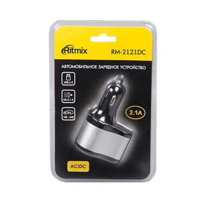 Автомобильное ЗУ RITMIX RM-2121DC, темно-серый