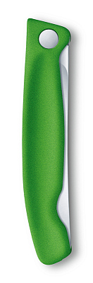 Нож для овощей VICTORINOX SwissClassic, складной, лезвие 11 см с волнистой кромкой, зелёный