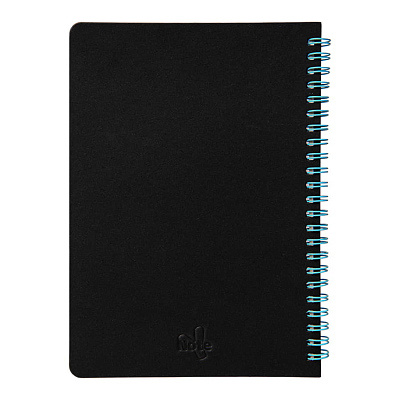 Блокнот на двойной пружине HELIX, 143 х 205 мм, черный с голубым, блок в линейку