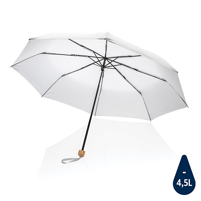 Компактный зонт Impact из RPET AWARE™ с бамбуковой рукояткой, d96 см  (Белый;)