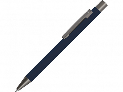 Ручка металлическая шариковая Straight Gum soft-touch с зеркальной гравировкой (Темно-синий)