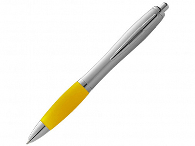 Ручка пластиковая шариковая Nash (Серебристый/желтый)