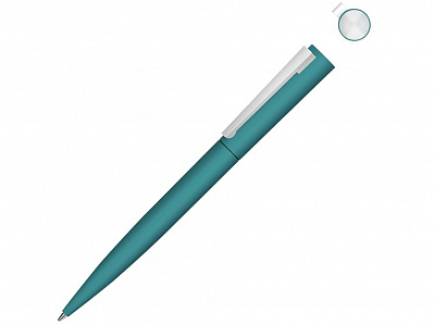 Ручка шариковая металлическая Brush Gum, soft-touch (Бирюзовый)