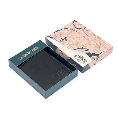 Визитница KLONDIKE Claim, натуральная кожа в черном цвете, 8 х 1,5 х 10,5 см