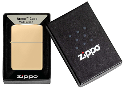 Зажигалка ZIPPO Armor® с покрытием High Polish Brass, латунь/сталь, золотистая, 38x13x57 мм