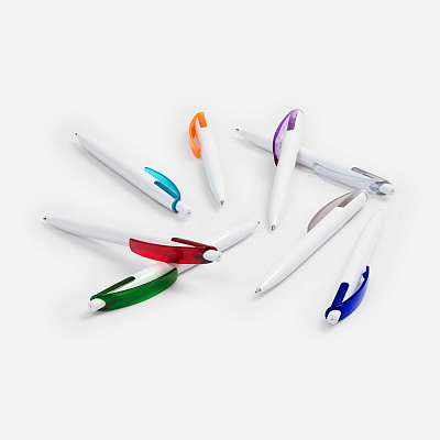 Ручка шариковая Bento, белая с оранжевым