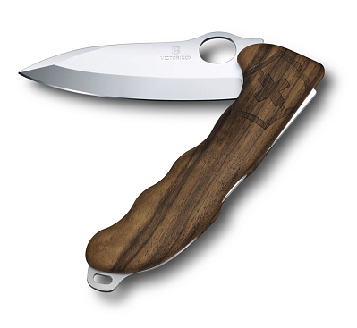 Нож охотника VICTORINOX Hunter Pro Wood 130 мм, 2 функции, с фиксатором, рукоять из орехового дерева (Коричневый)