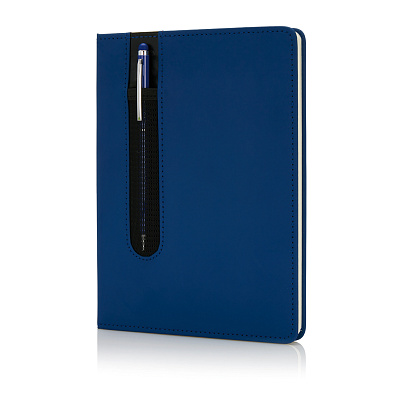 Блокнот для записей Deluxe формата A5 и ручка-стилус (Темно-синий;)