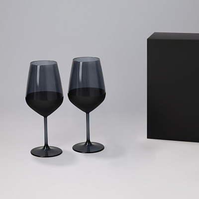 Подарочный набор 2 бокала для вина Блэк Эдишн (Black edition) в черной коробке (Чёрный)