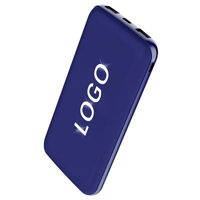 Внешний аккумулятор Kugo, 10000 mAh с подсветкой гравировки  (Синий)