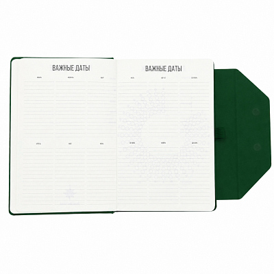 Ежедневник A5 недатированный Tela, в твёрдой обложке с магнитным клапаном, тёмно-зелёный