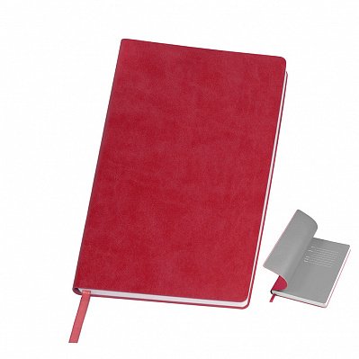 Бизнес-блокнот "Funky" A5  форзац, мягкая обложка, в линейку  (Красный, серый)