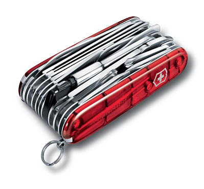 Нож перочинный VICTORINOX Swiss Champ XLT, 91 мм, 49 функций, полупрозрачный красный (Красный)