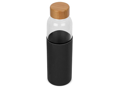 Стеклянная бутылка для воды в силиконовом чехле Refine (Прозрачный, черный, натуральный)