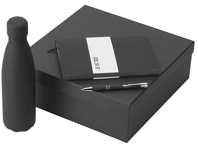 Подарочный набор Color it с блокнотом, металлической ручкой и термобутылкой (Чёрный)