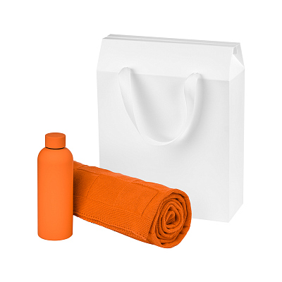 Подарочный набор Prima, оранжевый (термобутылка, плед)
