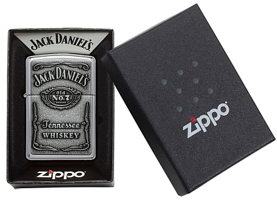Зажигалка ZIPPO Jack Daniels® с покрытием High Polish Chrome, латунь/сталь, серебристая, 38x13x57 мм