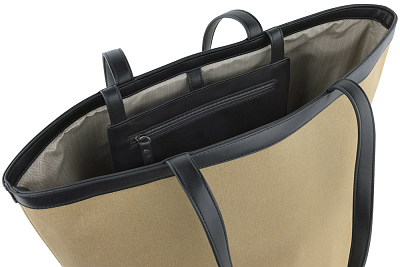 Сумка-тоут женская средняя BUGATTI Elena, песочная, канвас, полиуретан, 48 x 20 x 30 см