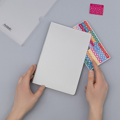 Ежедневник Spark недатированный, серебряный (с упаковкой, со стикерами)