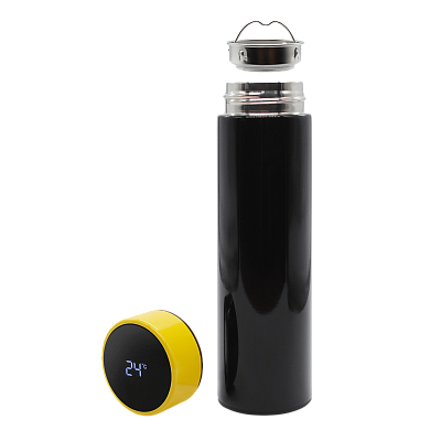 Термос Reactor duo black с датчиком температуры (черный с желтым)