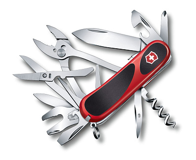 Нож перочинный VICTORINOX Evolution S557, 85 мм, 21 функция, с фиксатором лезвия, красный с чёрным (Разноцветный)