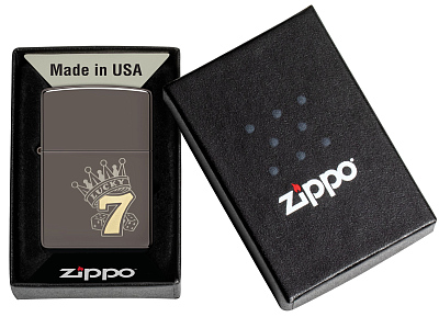 Зажигалка ZIPPO Lucky 7 Design с покрытием Black Ice®, латунь/сталь, черная, 38x13x57 мм