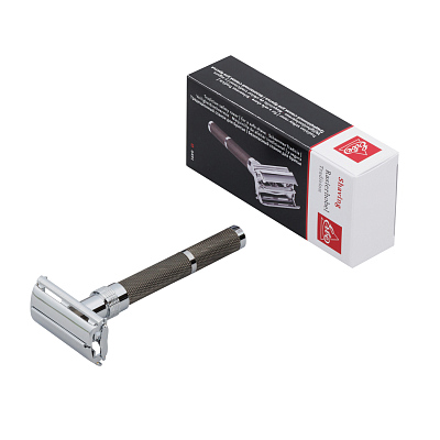 Станок Т-образный для бритья ERBE, нержавеющая сталь, хромированное покрытие, черный цвет, в картонной коробке