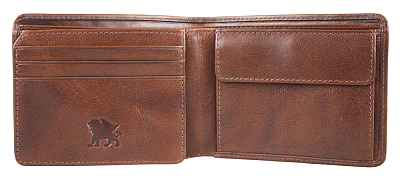 Бумажник Mano "Don Luca", натуральная кожа в коньячном цвете, 11 х 8,5 см