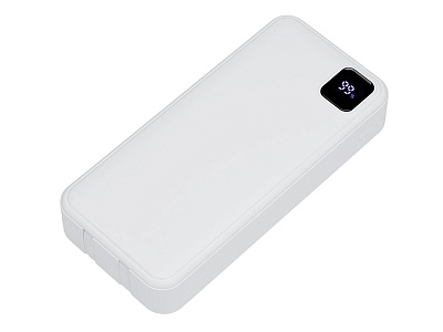 Внешний аккумулятор со встроенными кабелями Фрэйм Про, быстрая зарядка, 20000мач (Белый)