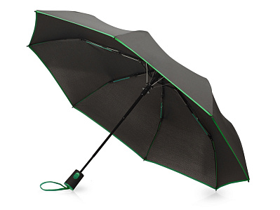 Зонт складной Motley с цветными спицами (Черный/зеленый)