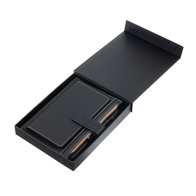 Записная книжка Pierre Cardin в обложке, черная, 21,5 х 15,5, 3,5 см