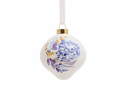 Стеклянный шар  Цветочный бум (Белый, голубой)