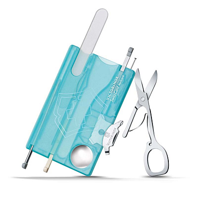 Швейцарская карточка VICTORINOX SwissCard Nailcare 13 функций полупрозрачная бирюзовая