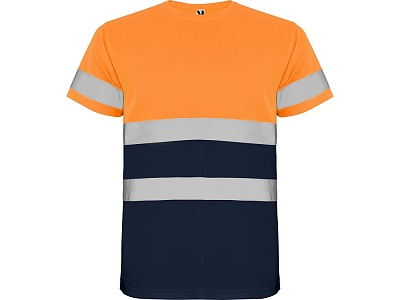 Футболка со светоотражающими полосами Delta, мужская (Синий нэйви/неоновый оранжевый)