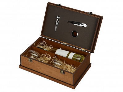 Подарочный набор для вина Delphin  (Прозрачный, серебристый, коричневый)